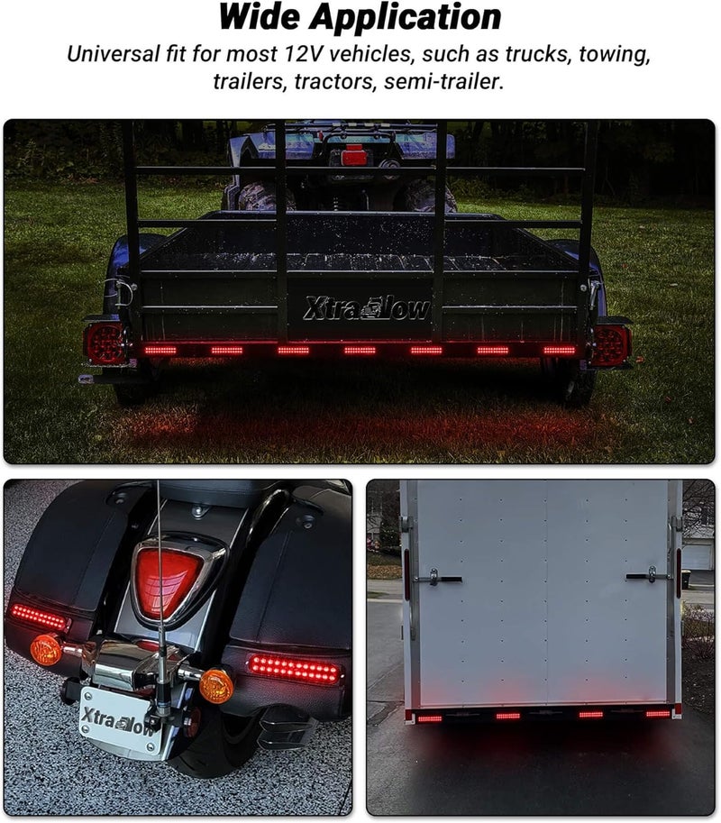 XtraGlow 7.5 inch Aluminum Housing Red Stop Brake Turn Signal LED Trailer Lights 24LEDs Waterproof Surface Mount Side Marker Lights for Truck Tractor Motorcycle Jeep RV, 2Pcs - Image 5